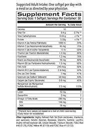 icaps Lutein y Omega-3 Ojo Vitaminas y Minerales Suplemento, 30 softgels