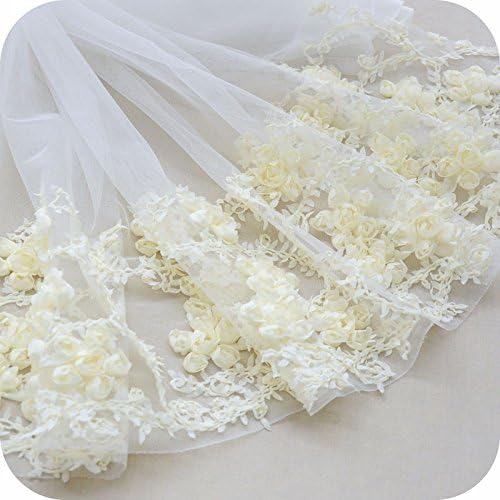 25 inches Width IRIZ Rose Clusters Floral Embroidery Lace Fabric by The Yard (Yellow)