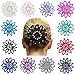 Elastic Handmade Crochet Pearl Hair Snood Net Ballet Bun Hair Covers Ornament Hair Accessories For Women (Black+White)