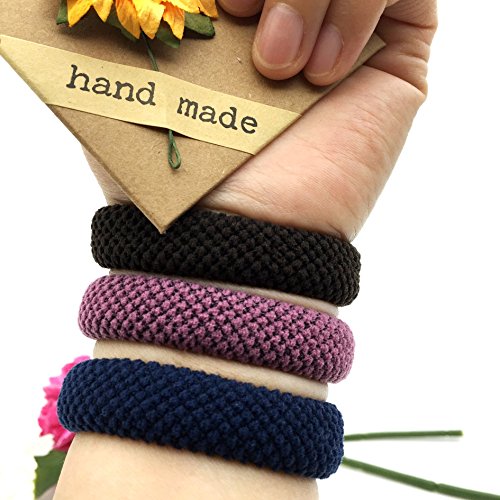 Elastic Hair Bands Ties and Ponytail Holder for Women and Girls, 6 Count Natural Heavy Duty Hair Ties Band for Long Thick Heavy Hairs