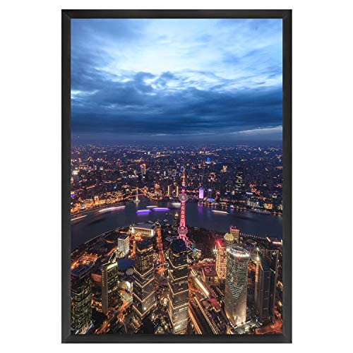 ONE WALL 27x40 Inch Poster Frame, Black Aluminum Movie Poster Frame for Photo Picture Poster Artwork Wall Hanging - Wall Mounting Hardware Included