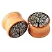 Longbeauty 4 Pair Vintage Handmade Organic Wood Double Flared Saddle Tunnel Ear Plugs Expander Gauges 8MM