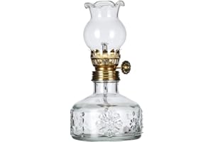 DNRVK Clear Oil Lamp Rustic Kerosene Lamp Home Decor Lighting Oil Lamp for Indoor Use Antique Chamber Hurricane Lamp Lantern for Emergency Light, Gift