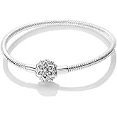 KUNSIR 925 Sterling Silver Palm Clasp Snake Chain Bracelet Basic Charm Bracelets Fit Any PDL Charm, with for Teen Women