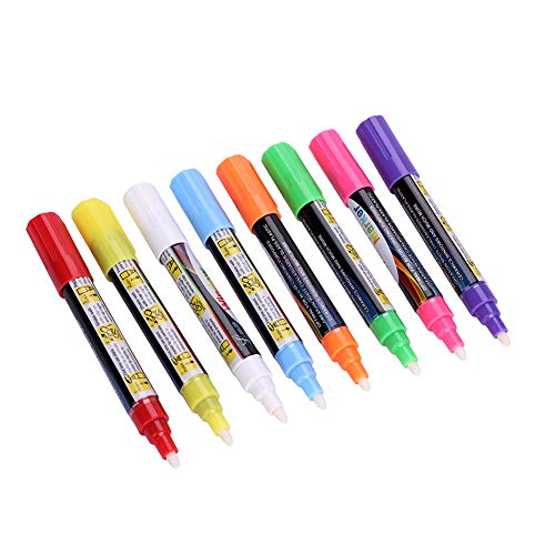 8-Pack Dry Erase Markers Erasable Markers Chalk Marker Pen 6mm Reversible Bullet & Chisel Tip Fluorescent Highlighters Markers for Menu Board Bistro Board AD Drawing POP Art Glass Window Blackboard - Thumbnail 6