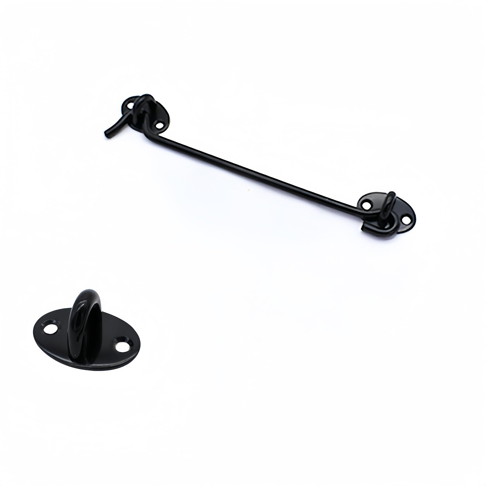 Unifizz 10 Inch Door Latchs Cabin Hook and Eye Latch, Cabinet Locker Latches,Black, 1PC