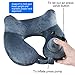 Longfit Soft Velvet Inflatable Travel Neck Pillow with Built-in Pump, Extra-Soft Washable Cover, and Compact Travel Pillow Set for Airplane,Traveling and All Kinds of Relax