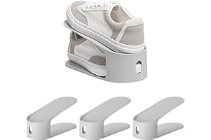 carrotez Shoe Slots Organizer 3 Pack - [Litem] Space Saving Shoe Organizer Rack for Closet - Easy Shoe Stacker, 9.84'' x 3.89'' x 4.26'' (Cool Grey, 3 Pack)