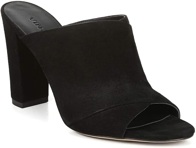 Amazon.com | Vince Heath Black Suede Cross Strap Mule Sandal Size 11 | Mules & Clogs