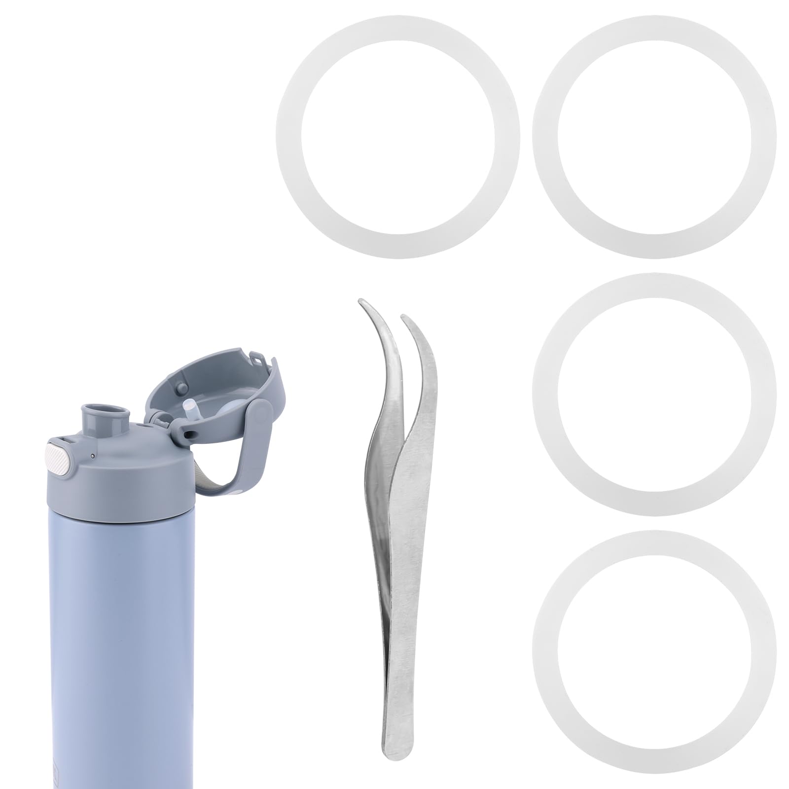 Photo 1 of 4pcs Bottle Seal Rings, Silicone Water Bottle Gasket Replacement Accessories for Thermos Funtainer 16 oz Stainless Steel Vacuum Insulated Bottle
