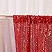 2 Pieces 2FTx8FT Sequin Backdrop Glitter Sequin Curtains Backdrops Drapes Party Photography Background (4ft x 6ft, Red)