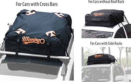 Cargo Bag, Winningo Waterproof Cargo Bag Easy to Install Soft Rooftop Luggage Carriers Works With or Without Roof Rack （Free Protective Mat） - Thumbnail 2