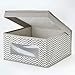 mDesign Medium Fabric Stackable Closet Storage Organizer Box, Front Window/Lid - Bedroom, Office, Mudroom Organization, Hold Clothes, Blankets, Linens, Spira Collection, 4 Pack, Taupe/Natural Chevron