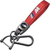 Comburvo Leather Car Keychain for Series Car Key Chain Ring Accessories for Men and Woman Red