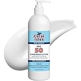Coral Isles Sunscreen SPF 50 | Hawaii Compliant as Reef Safe | Octinoxate & Oxybenzone Free | Broad Spectrum UVA/UVB Protection | Water Resistant 80 Min. | Fragrance Free | 16 Fl Oz (Pack of 1))