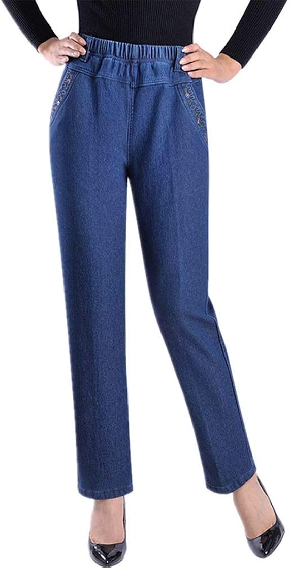 women's fleece lined jeans with elastic waist