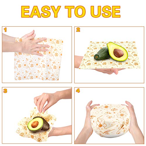 6 Pack Beeswax Wrap Reusable Food Wraps, Sustainable Plastic Free Food Storage, Eco Friendly Food Wraps - 1 Small, 4 Medium, 1 Large - Thumbnail 4