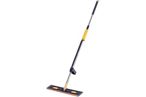 Yinhing Flat Mop System Spin Mop 360 Degree Rotation with Built in Scraper and Comb Teeth 6 Washable Microfiber Pads for Hard