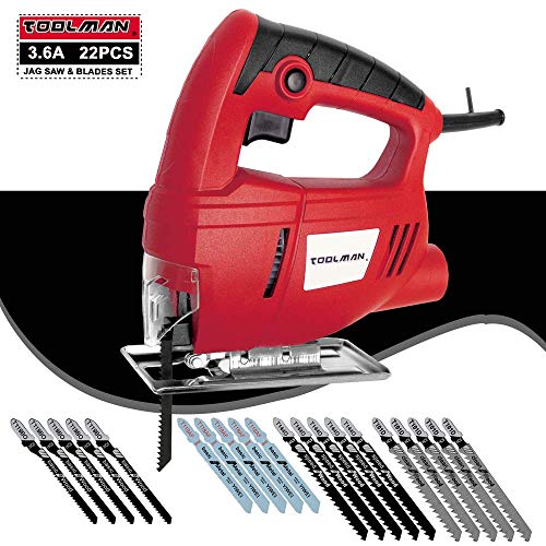 Toolman Electric Jig Saw 3.6A & Blades Set 22PCs works with DeWalt Makita Ryobi Accessories
