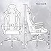 PC Gaming Chair Office Chair Desk Chair with Lumbar Support Arms Headrest High Back PU Leather Racing Chair Rolling Swivel Executive Computer Chair for Women Adults Girls,White
