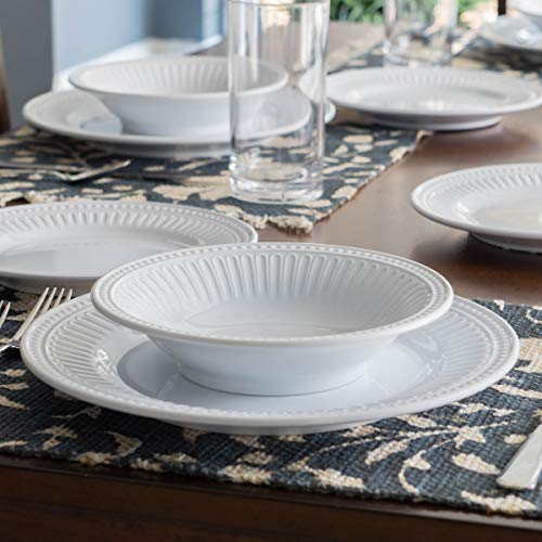 Prepara White Classic 12 Piece Melamine Dinnerware Set, Dishes for