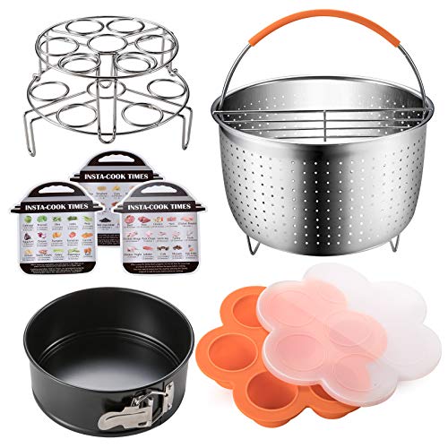 Accessories Set Compatible with Instant Pot 6,8 QT, Steamer Basket with Divider, Springform Pan, Egg Bites Mold, Stackable Steamer Racks, Magnetic Cheat Sheet by SiCheer - Thumbnail 7