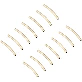 PH PandaHall 40PCS 14K Gold Plated Noodle Beads, 20mm Curved Long Tube Spacer Beads Brass Tube Spacers for DIY Summer Wrist Bracelet Anklet Necklace Earring Jewelry Making Accessories