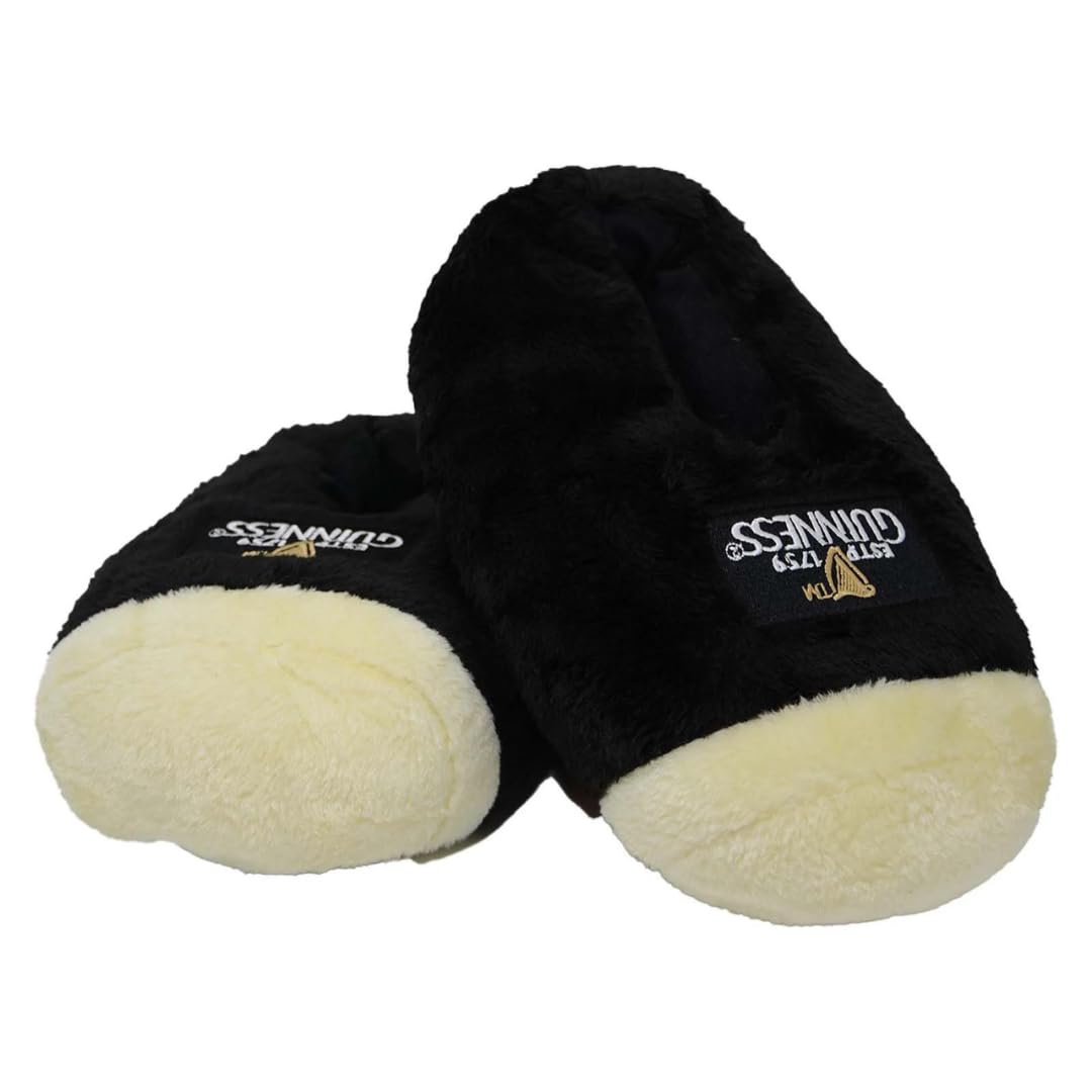 Guinness Official Merchandise Signature Pint Slippers Men's Loungewear Black One Size