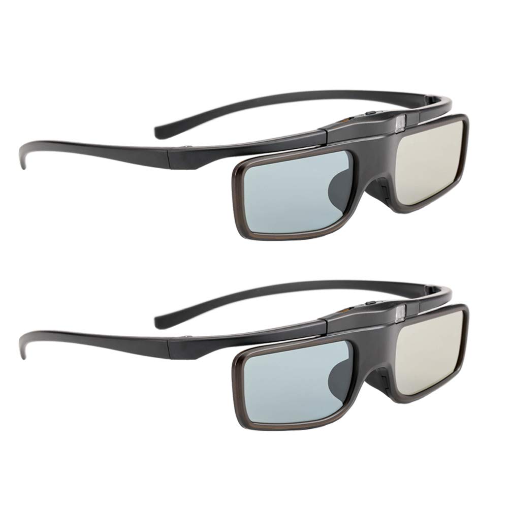 3D Glasses, Active Shutter Rechargeable Eyewear for 3D DLP-Link Projectors Acer BenQ Optoma Viewsonic LG Infocus NEC Jmgo Vivitek Cocar Toumei - Pack of 2