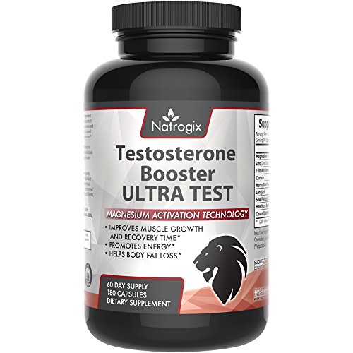 Natrogix 180 Veggie Caps Testosterone Booster - Formulated to Increase T-Levels, Vitality & Energy - 9 Powerful Ingredients Including Tribulus Terrestris, Horny Goat Weed, Longjack