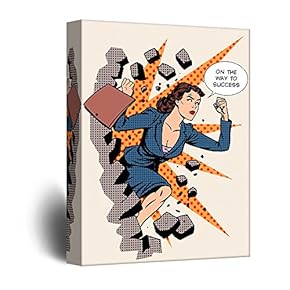 Canvas Wall Art - Success Business Woman Comic Strip Pop Art - Giclee Print Gallery Wrap Modern Home Art Ready to Hang - 12x18 inches