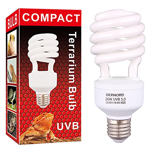 DERNORD Light Bulb UVB Bulb - 5.0 26W UVB Light Reptile Kit UVA UVB Bulb Heat Lamp for Reptiles Bearded Dragon Tortoise