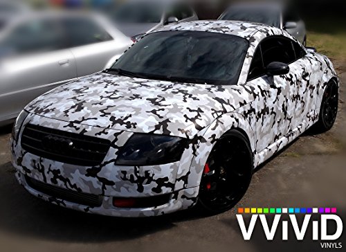 VViViD Snow Camouflage Vinyl Car Wrap Adhesive Decal DIY Air Release Roll (3ft x 5ft)