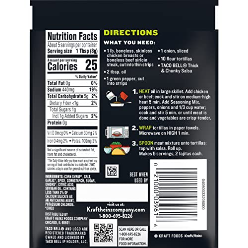 Taco Bell Fajita Seasonings Mix (1.4oz Packets, Pack of 24) Pricepulse