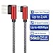USB Type C Cable Certified, MIUOLV USB C Fast Charger Cable 2 Pack 10ft 90 Degree Nylon Braided Quick Charging Sync Cord for Samsung Galaxy S9 S8 Note 9, Moto Z2 G6, Red Grey
