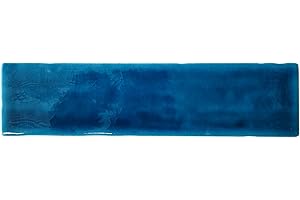 Dyari Subway Ceramic Wall Tiles - Handmade Look 10 x 2.5 Inches - Kitchen, Bathrrom, Backsplash (Ocean Blue (Crackled), Sample), SUB-10-2.5