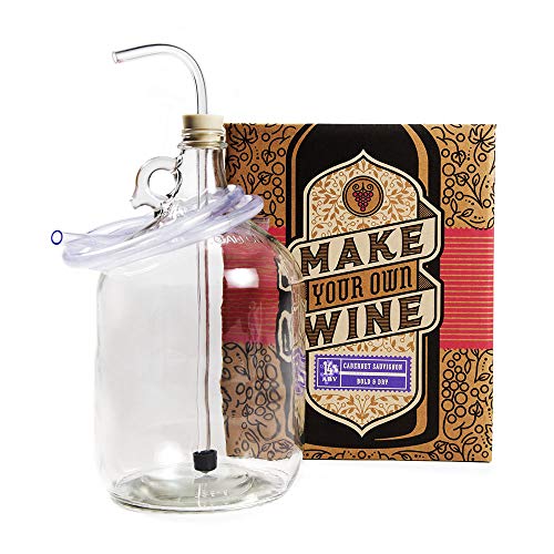 Man Crates Winemaking Kit - Includes Guide To Making Wine, 1 Gallon Glass Jug, Vineyard-Pressed Cabernet Sauvignon Juice, 5 Zork Bottle Closures and More - Great Gifts for Men