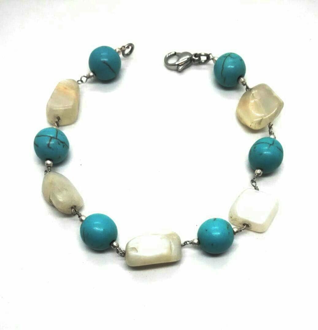 Eshopitude New Fashion Natural Turquoise Gemstone Bracelet/Rakhi/Band