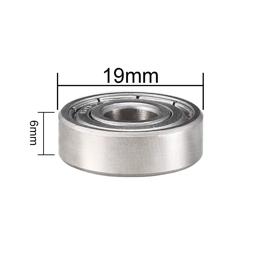 sourcing map 607ZZ Deep Groove Ball Bearing Double Shield 607-2Z 80017, 7mm x 19mm x 6mm Chrome Steel Bearings (1-Pack) - Image 5