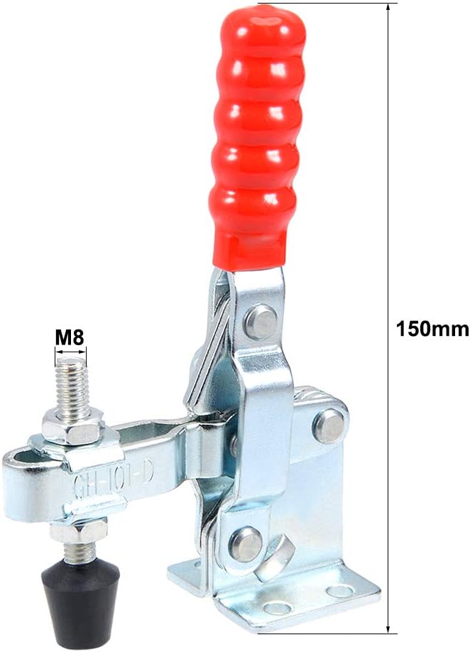 sourcing map Toggle Clamp GH-101-D Vertical Quick-Release Hand Tool 180Kg/396Lbs 2pcs, Red - Image 3