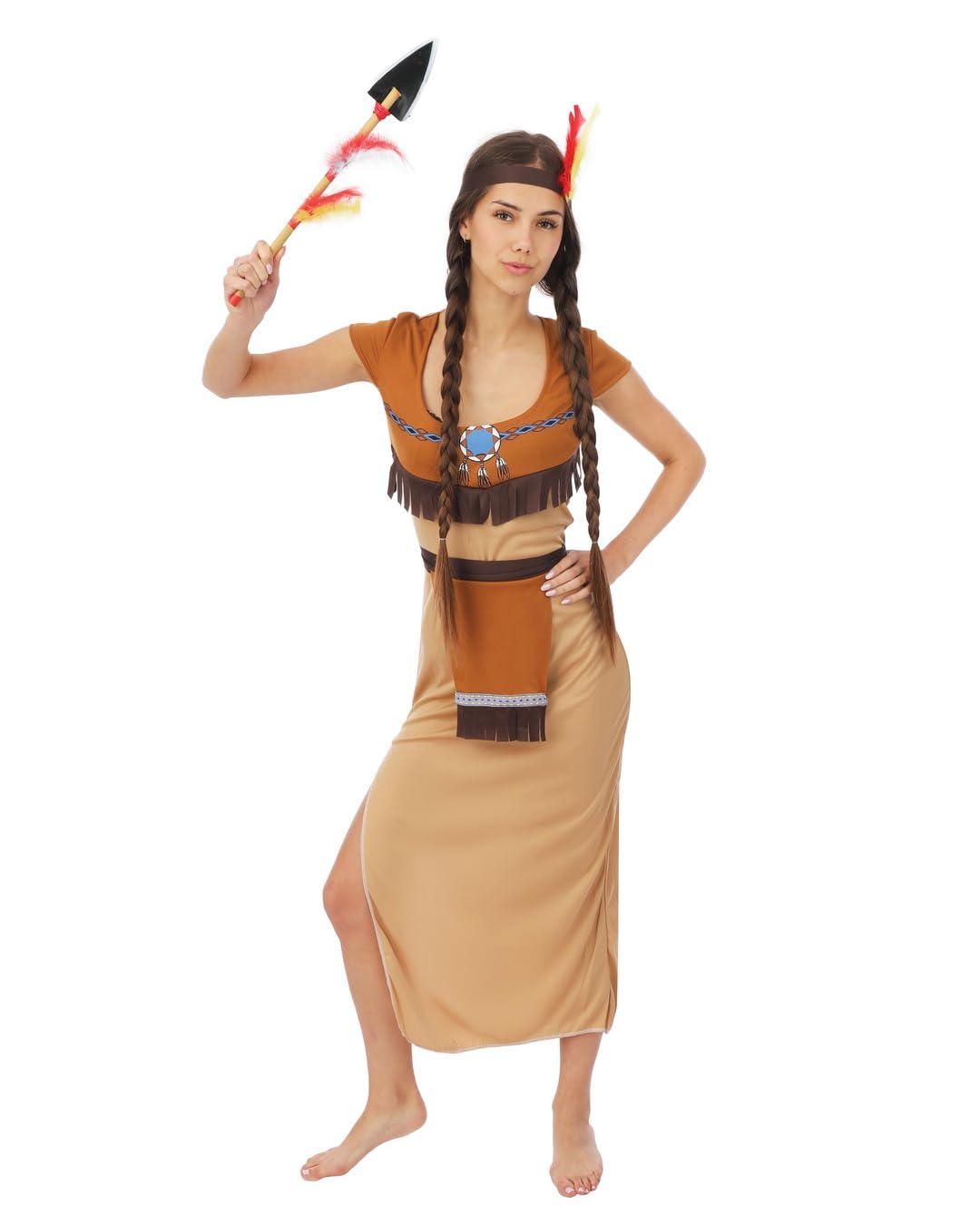 P'tit Clown 86765 Costume Indienne - Adulte - L/Xl Princess Fancy Dress, Brown, Beige