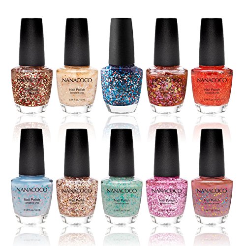 Nanacoco Nail Polish Color Lacquer Set 10-Piece Collection #19 Its Glitter Day Nanacoco Nail Polish Color Lacquer Set 10-Piece Collection #19 Its Glitter Day