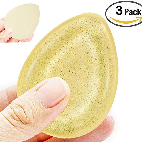 Makeup Sponge, Silicone Foundation Sponge- Zero Makeup Waste Sponge for Blending Liquid Foundation , Creams or Powder Foundation- 3 PCS - Double Side (Natural Color)