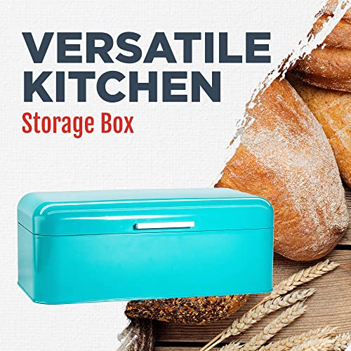 Culinary Couture Large Turquoise Bread Box for Kitchen Countertop