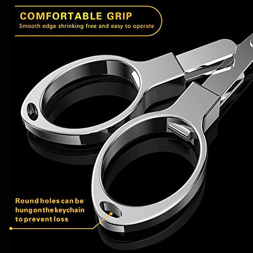 CUKAID Folding Safety Scissors - Comfortable Zinc Alloy Grip Sharp Titanium Blade, 2-Pack