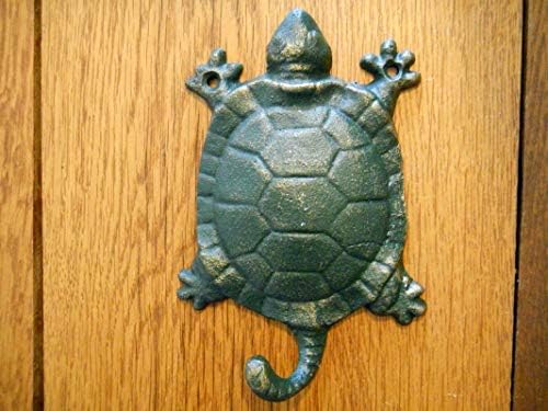 3 Antique Style Nautical Turtle Coat Hooks Hat Hook Rack Towel Sea Vintage Cast Iron Supplies for Home Decor by CharmingSS
