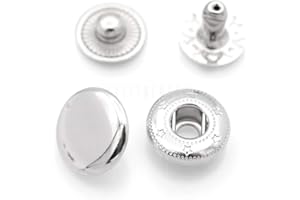 CRAFTMEMORE 10 Pack Snap Fasteners Color Plated Solid Brass Metal Snaps Heavy Duty Press Stud S-Spring Poppers Button VT8#831 (15 mm, Silver)
