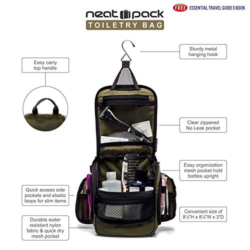 Compact Hanging Toiletry Bag and Organizer, Water Resistant with Mesh Pockets (Forest) - Image 4