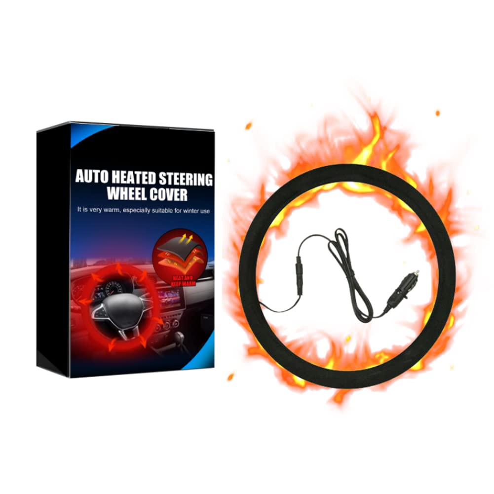 Photo 1 of 12V Heated Steering Wheel Cover Steering Wheel Warmer 14.5-15.5 Inch Steering Wheel Protector Cover for Winter Universal Fit Steering Wheel Outer for Cars Trucks Vans