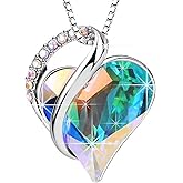 Austrian Crystal Heart Pendant Necklaces for Women Fashion 14K Gold Plated Dainty Necklace Hypoallergenic Jewelry